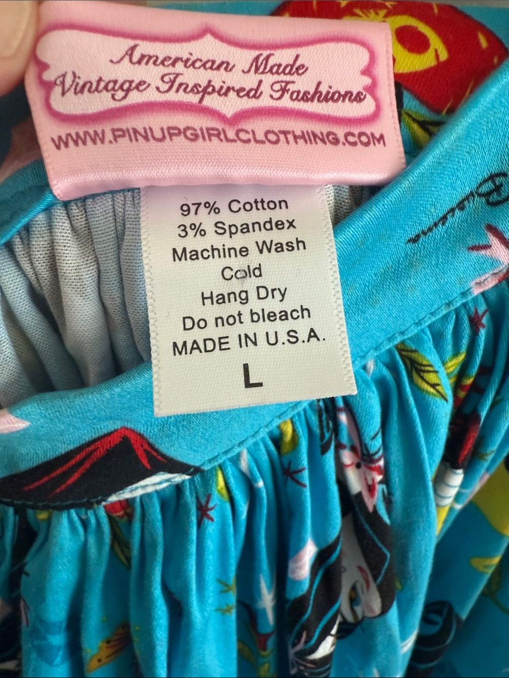 Pinup Couture Bright Turquoise Snow White Graphic Print Gathered A-Line Skirt - Picture 3 of 13